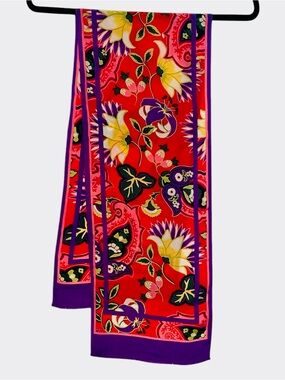 Adrienne Vittadini 100% Silk Floral Oblong Scarf
